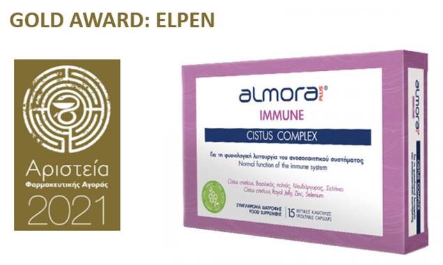 Αριστεία Φαρμακευτικής Αγοράς 2021: Χρυσό βραβείο κέρδισε το almora PLUS® CISTUS COMPLEX
