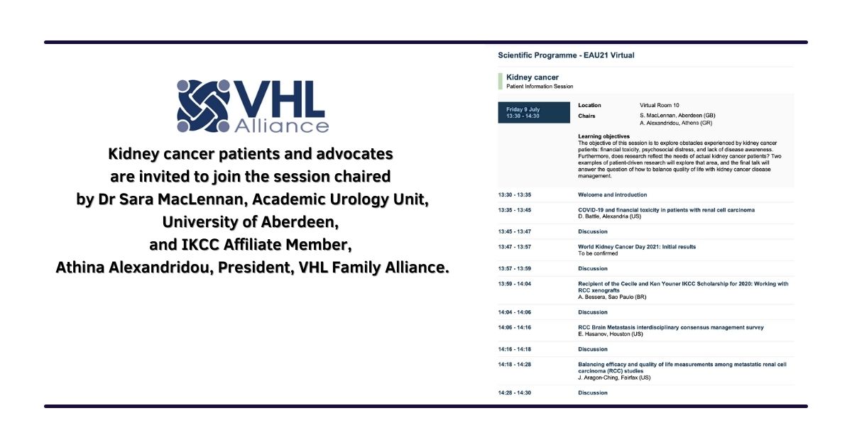 VHL Family Alliance: Διαδικτυακή ημερίδα για τον καρκίνο του νεφρού στις 9 Ιουλίου 13:30-14:30