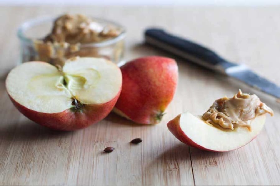 apple peanut butter thumb