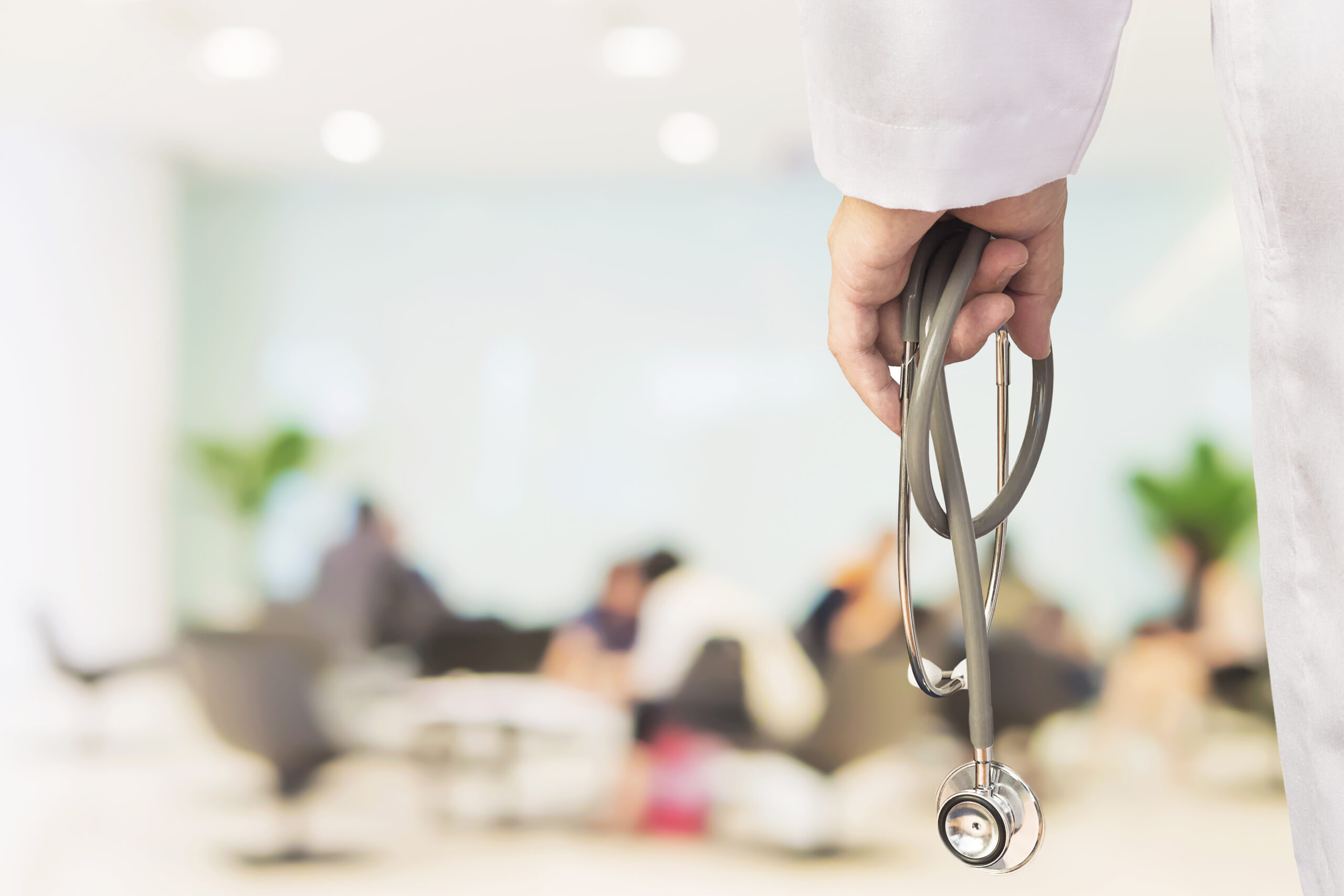 doctor is going examine his patient using his stethoscope sitting people scaled
