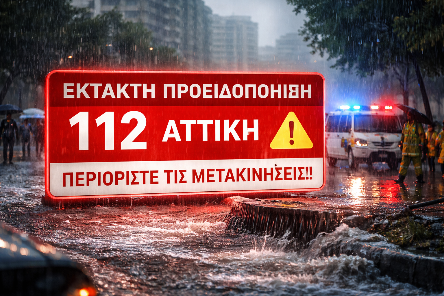 Έκτακτη προειδοποίηση για την Αττική: Περιορίστε τις μετακινήσεις λόγω έντονων καιρικών φαινομένων