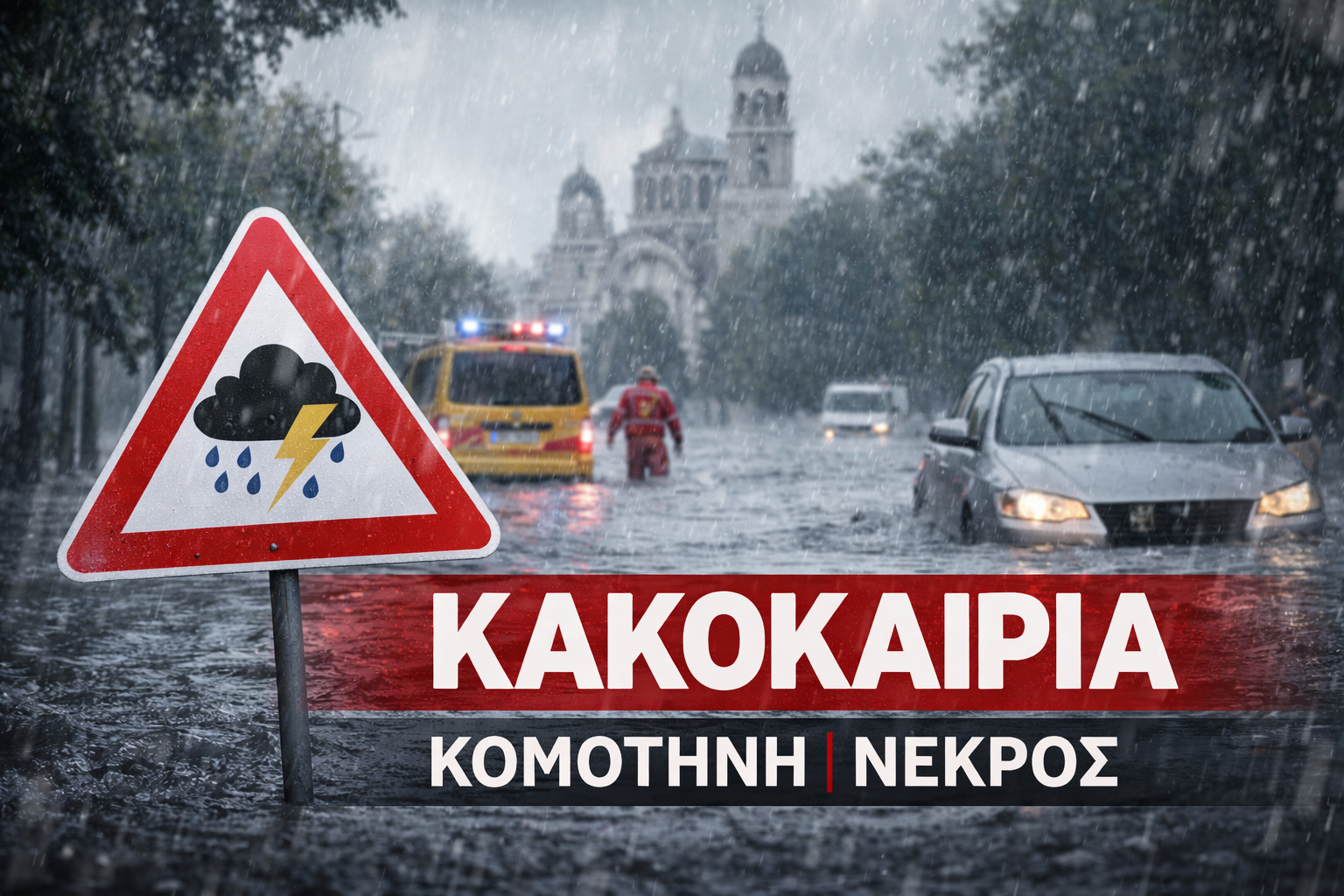 Κακοκαιρία με έντονες βροχές και έναν νεκρό στην Κομοτηνή