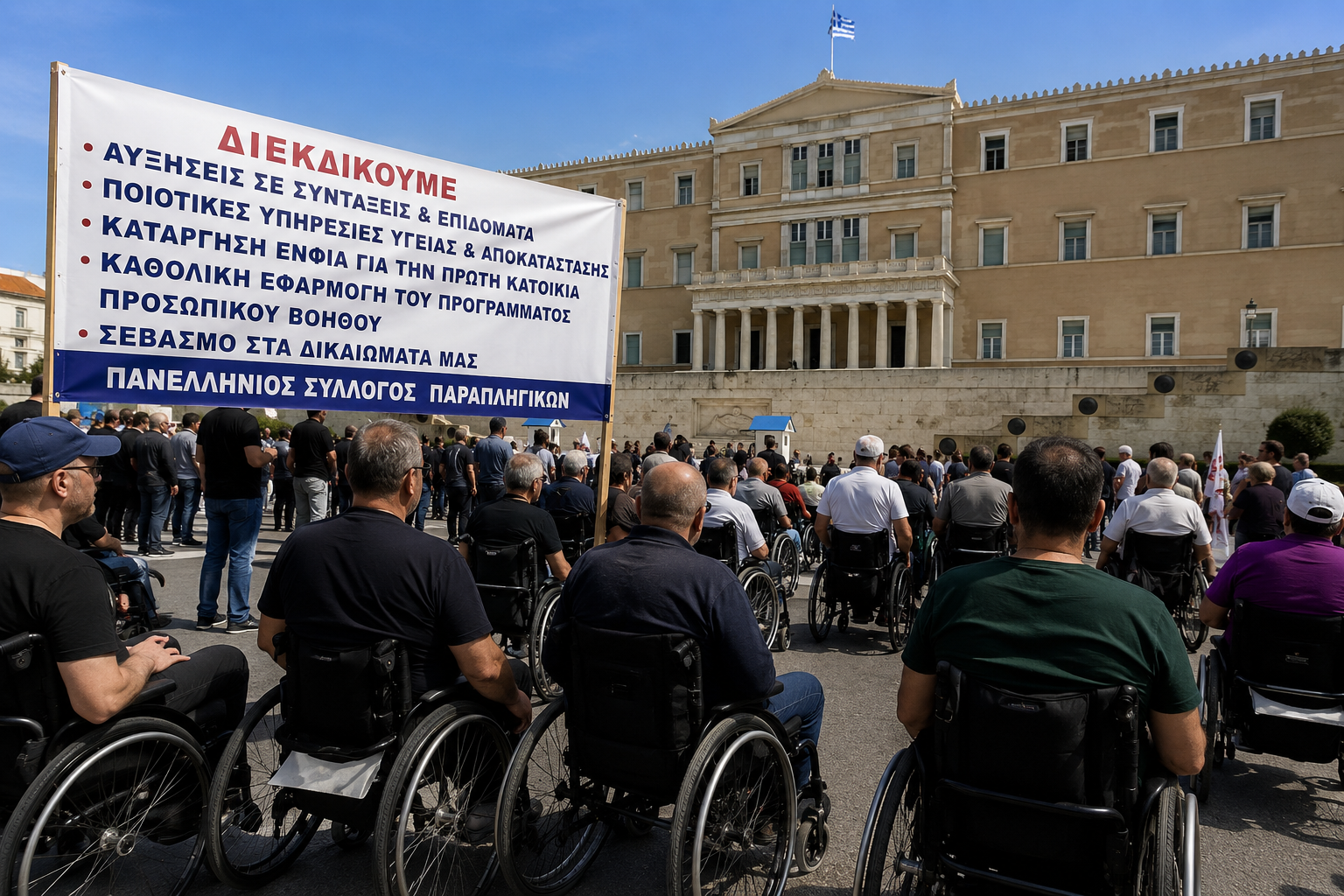ΠΑΣΠΑ: Κινητοποίηση στη Βουλή για συντάξεις, επιδόματα και δικαιώματα των ατόμων με αναπηρία