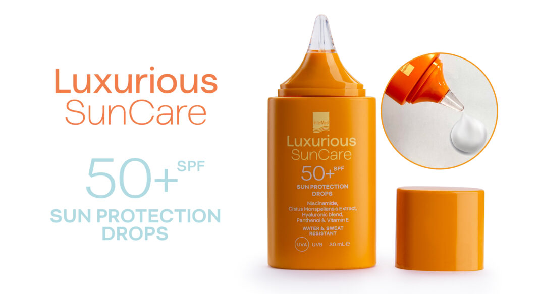 • Αντηλιακό γαλάκτωμα προσώπου Luxurious SunCare SUN PROTECTION DROPS SPF 50+ από την InterMed.